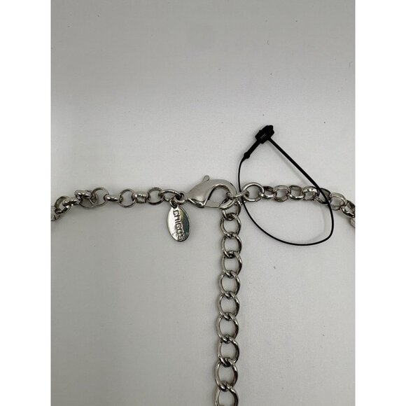 Chico's Gold Tone Hammered Metal Medallion Chain Pendant Necklace Modernist - Picture 3 of 3